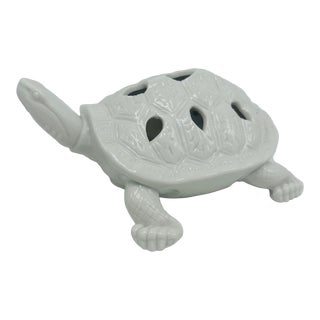 Vintage White Ceramic Turtle For Sale