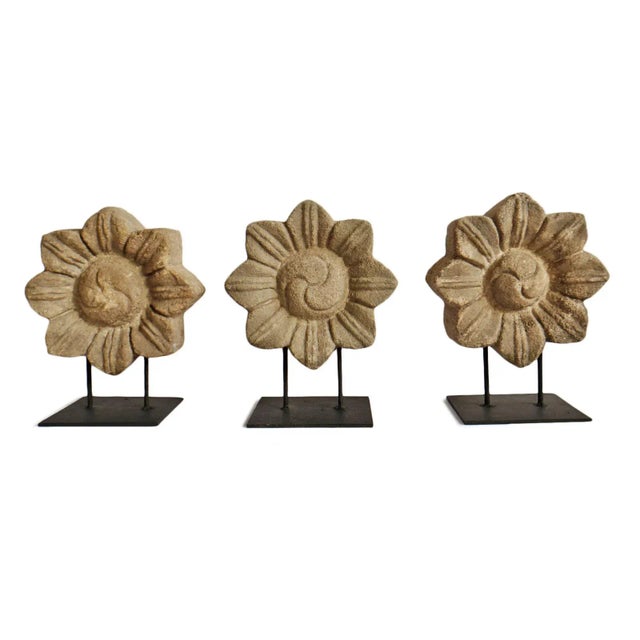 Mid 20th Century Vintage Sandstone Flower on Stand For Sale - Image 5 of 8