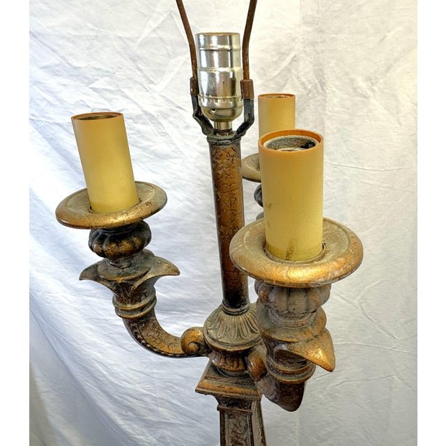 Mid 20th Century Vintage Victorian Style Heavy Painted Metal 4-Light Torchiere Floor Lamp For Sale - Image 5 of 17