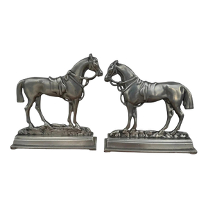 Elegant Pewter Horse Bookends for Home Decor