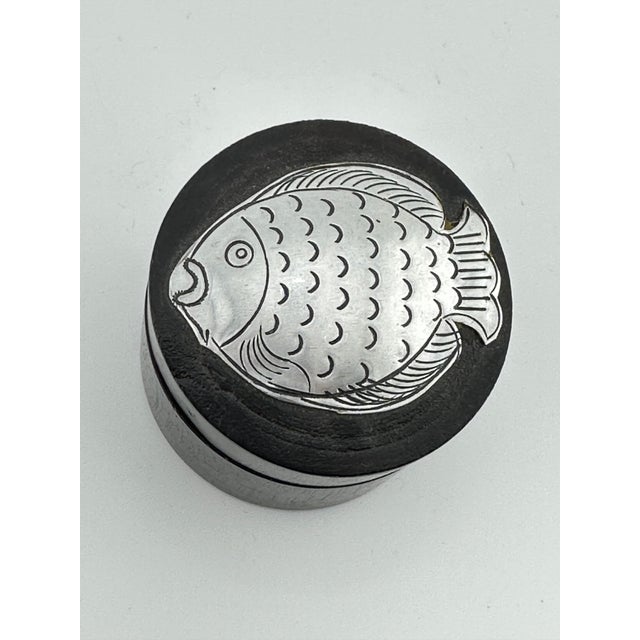 Hand carved wood trinket box with a fish on the cover. This is a pre owned item so please Andre all pictures and ask any...