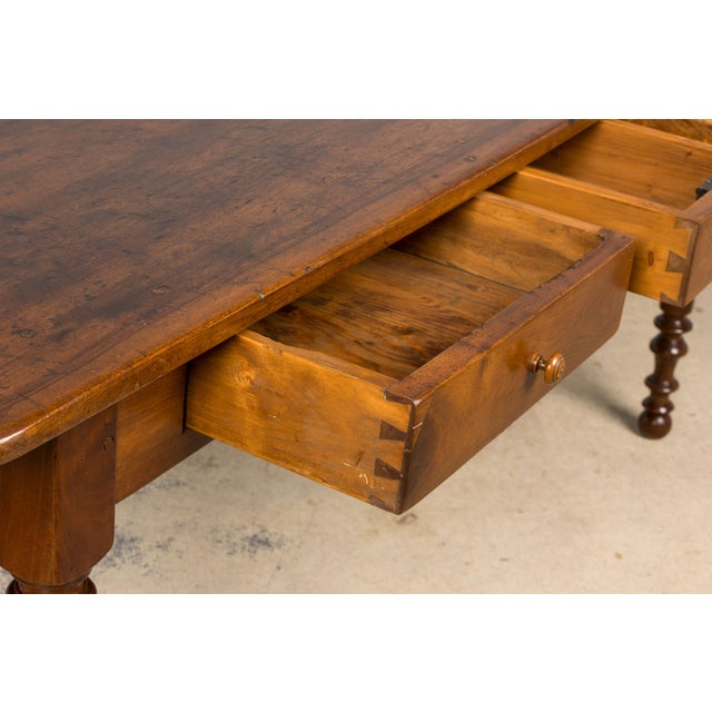 Mid-19th Century French Louis Philippe Walnut Writing Table With Three Drawers For Sale - Image 9 of 18