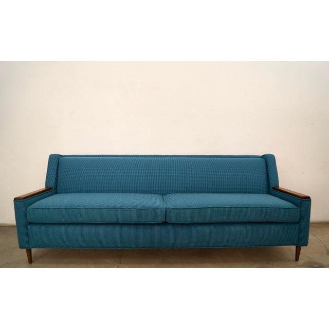 Mid-Century Modern 1960’s Mid-Century Modern Papa Bear Style Walnut Arm Sofa in Knoll Textiles For Sale - Image 3 of 12