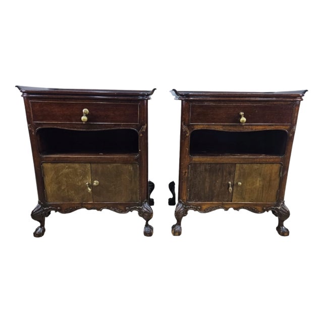 Nightstands with Marble Interiors by Elisabeth Zu Stolberg, Gut Hasselburg, 1930s, Set of 2 For Sale