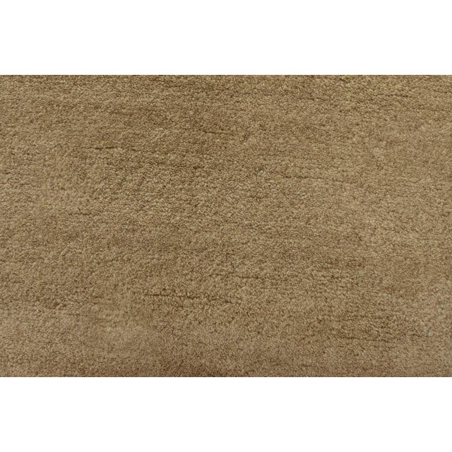 Solid Beige Rug 5’8” X 7’9” Wool Hand-Knotted Carpet For Sale - Image 4 of 13