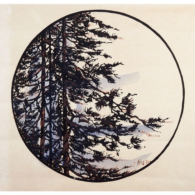 Watercolor & Ink Forest Drawing | Chairish