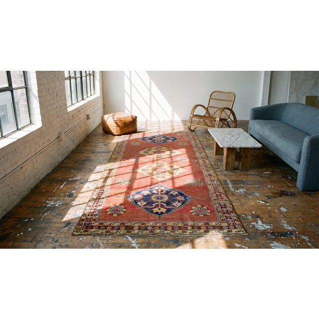 Late 19th Century 1880s Red Rust Medallion Rustic Antique W. Persian Bijar Rug 4' 6" X 10' Handknotted Wool Carpet For Sale - Image 5 of 7