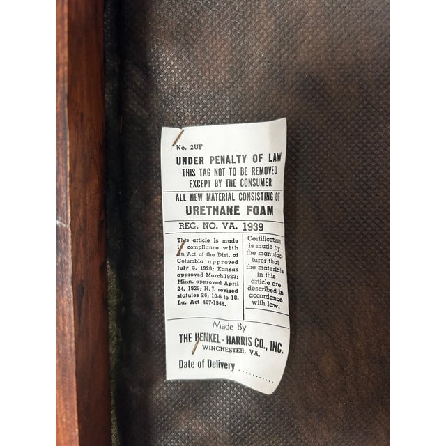 Vintage Henkel Harris Upholstered Cherry Queen Anne Style Ottoman / Footstool For Sale In Richmond - Image 6 of 7