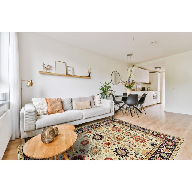 Beige 8x10 Handcrafted Xena Ivory Geometric Modern Hand Knotted Wool Carpet Rug For Sale - Image 8 of 8