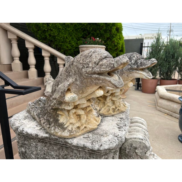 Pair of Weathered French Cement Dolphin Fountain Spouts, Circa 1970s For Sale - Image 15 of 16