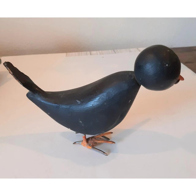 Mid 20th Century Folk Art Wooden Blackbird Crow Bird For Sale - Image 5 of 11