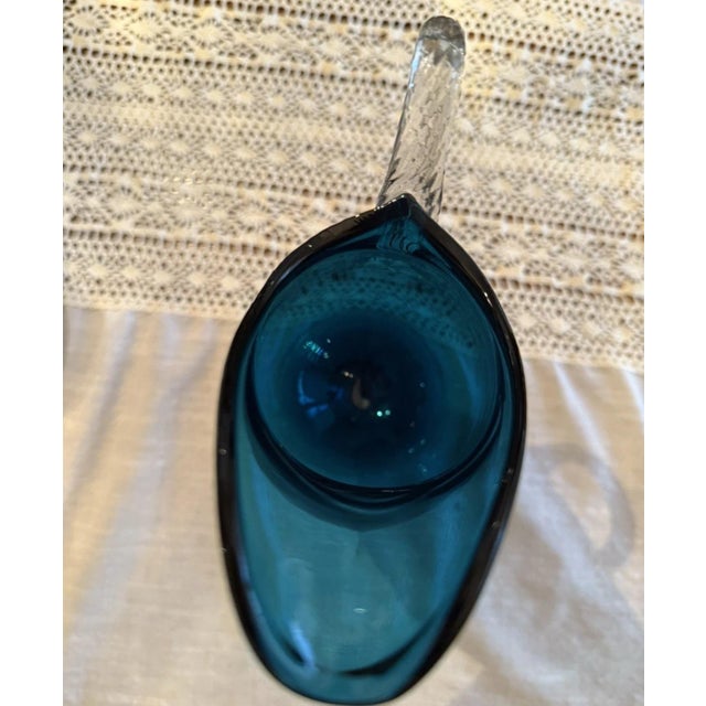 Vintage Empoli Italian Murano Blue Art Glass Pitcher 13 1/2" For Sale - Image 6 of 7