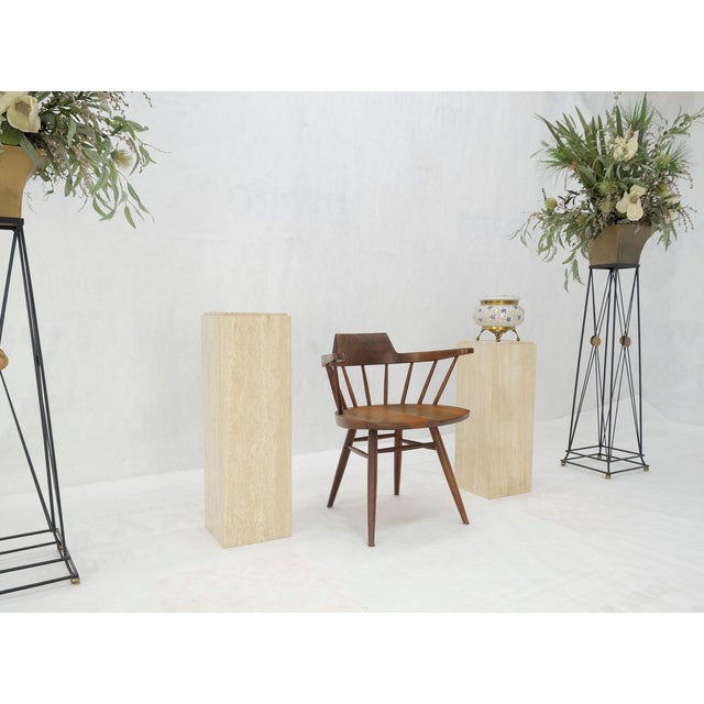 Pair of 10" Square Italian Mid Century Modern Travertine Pedestals Stands MINT! For Sale - Image 11 of 11