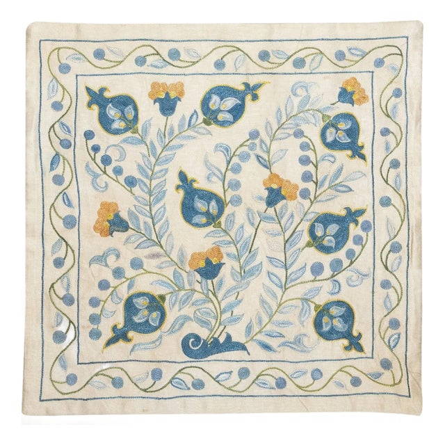 20"x20" 100% Silk Cushion Cover. Embroidered Pillowcase. Modern Lace Pillow For Sale