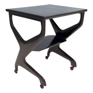 Vintage Black Ebonized Beech Serving Cart, Italy, 1970s For Sale