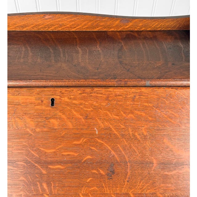 Antique Arts & Crafts Quartersawn Oak Drop Front Secretary Desk For Sale - Image 12 of 15