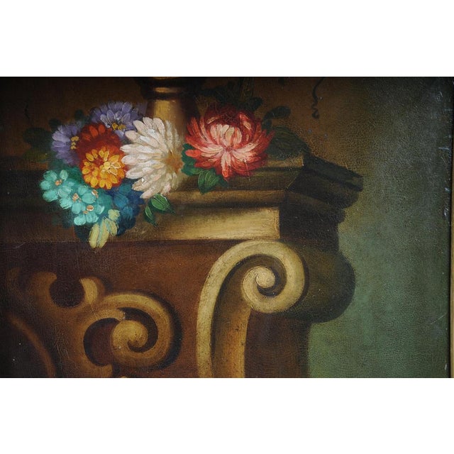 Still Life with Bouquet of Flowers, 20th Century, Oil on Panel For Sale - Image 7 of 18