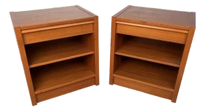 Mid 20th Century Danish Modern Teak Nightstands, A Pair