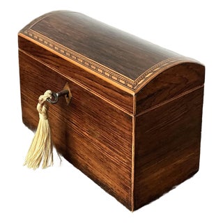 Vintage Boho Marquetry Treasure Trunk Box For Sale