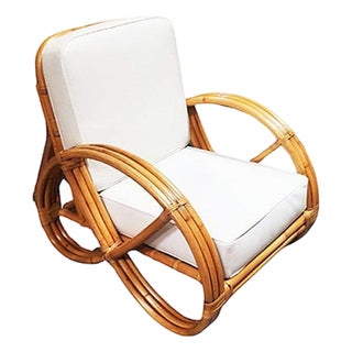 Restored MCM Three-Strand Full Round Pretzel Lounge Chair W/ Arched Base For Sale