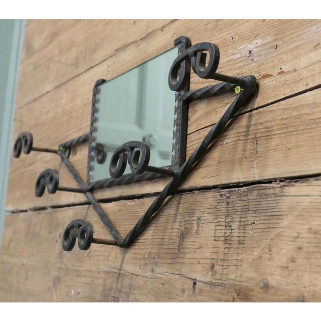 French Iron Hat and Coat Rack with Mirror, 1960 For Sale - Image 6 of 8