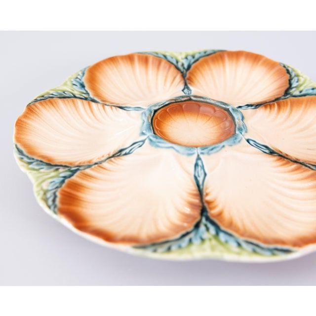 De Sarreguemines Antique French Sarreguemines Majolica Oyster Plate, Circa 1870 For Sale - Image 4 of 7