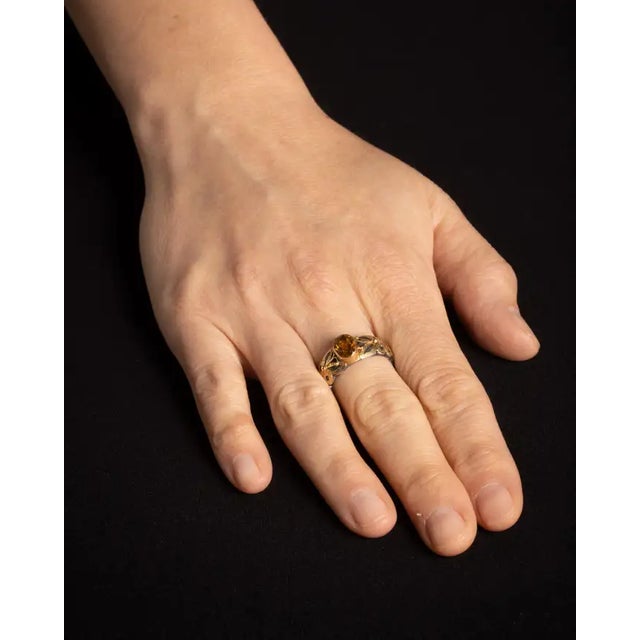 1990s Yellow Sapphire, 18k Gold and Sterling Silver Ring, Size 7.25 For Sale - Image 5 of 5