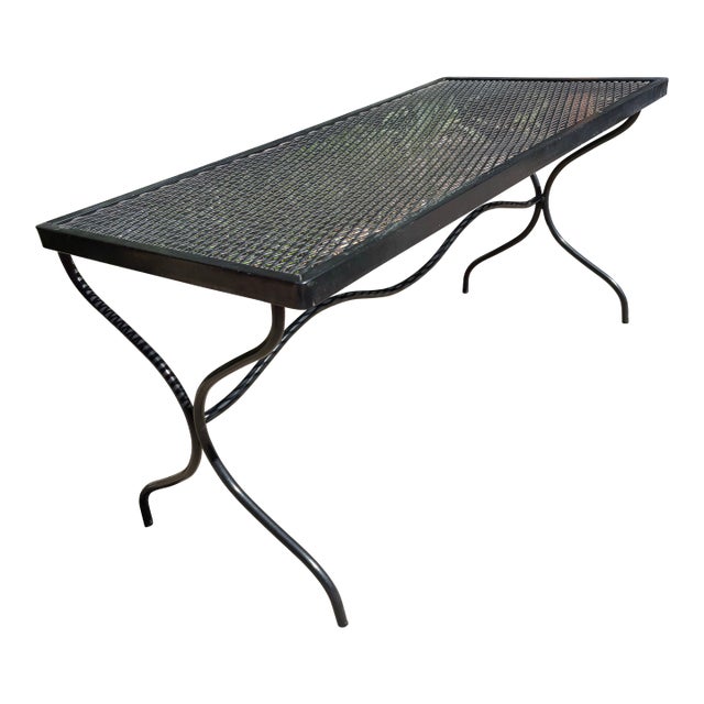 1960s Mid-Century Modern Sculptura Black Iron Coffee Table by Woodard, Attributed For Sale