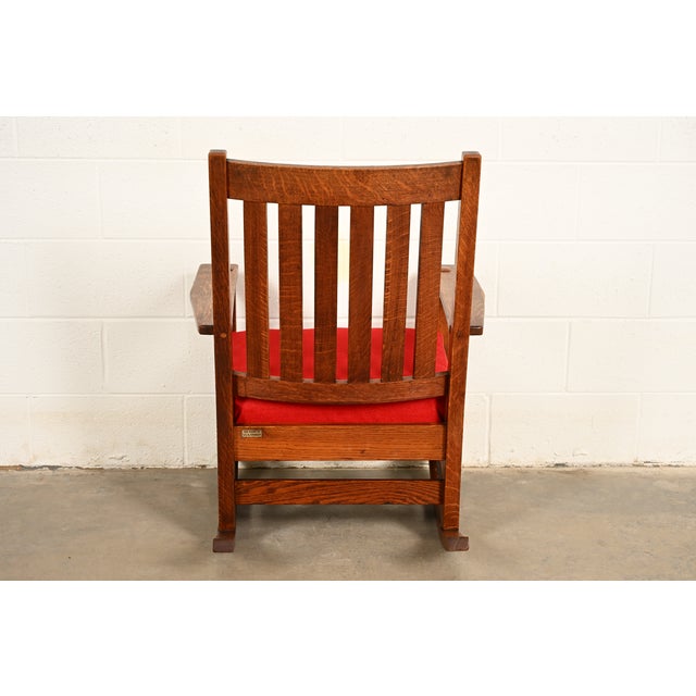 L. & J. G. Stickley Antique Mission Oak Arts & Crafts Rocking Chair, Circa 1910 For Sale - Image 11 of 13