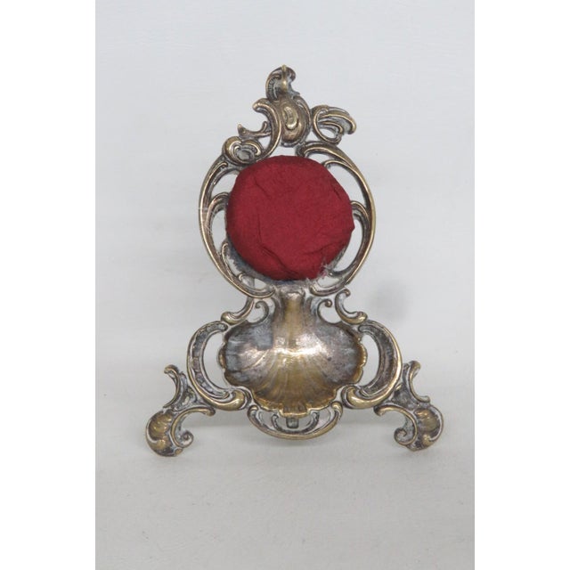Rococo Rococo Style Brass Tone Pocket Watch Holder Stand Shell Scrollwork Motif 5169b For Sale - Image 3 of 16