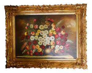 Victorian Revival Artist, Floral Composition, Large Oil Painting, Framed