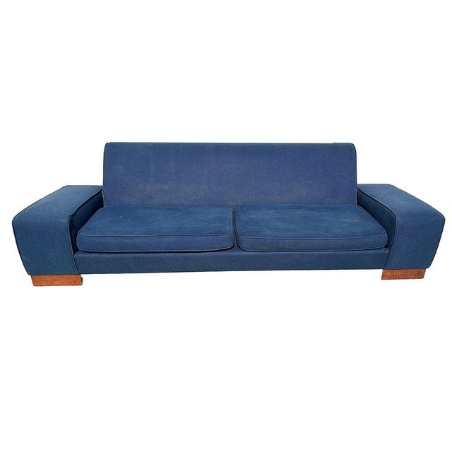 Paul Frankl styled Art Deco Speed Arm Sofa showing the iconic designer's flair for bold, streamlined forms. With its...