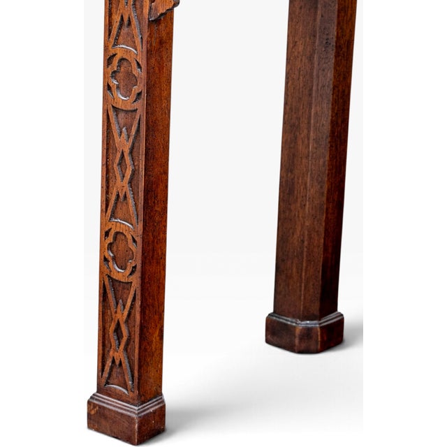 Cinnamon Vintage Henredon Chinese Chippendale Carved Mahogany Console Table For Sale - Image 8 of 10