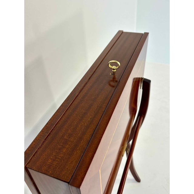 Animal Skin Italian Travel Writing Desk with Fine Veneer and Green Leather by De Baggis Cantù, 1980s For Sale - Image 7 of 14