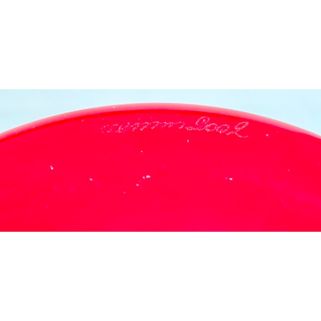 2000 - 2009 Large Venini Murano Crimson and Orange Glass Vase Signed For Sale - Image 5 of 5