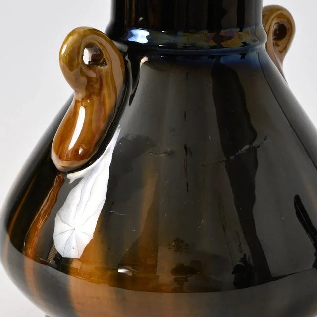 Japanese Awaji Ware Drip Glaze Vases, 1890s, Set of 2 For Sale - Image 10 of 12