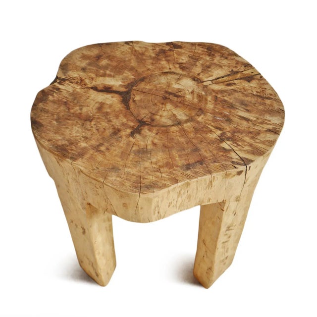 Contemporary Rustic Naga Three Leg Wood Table For Sale - Image 4 of 7