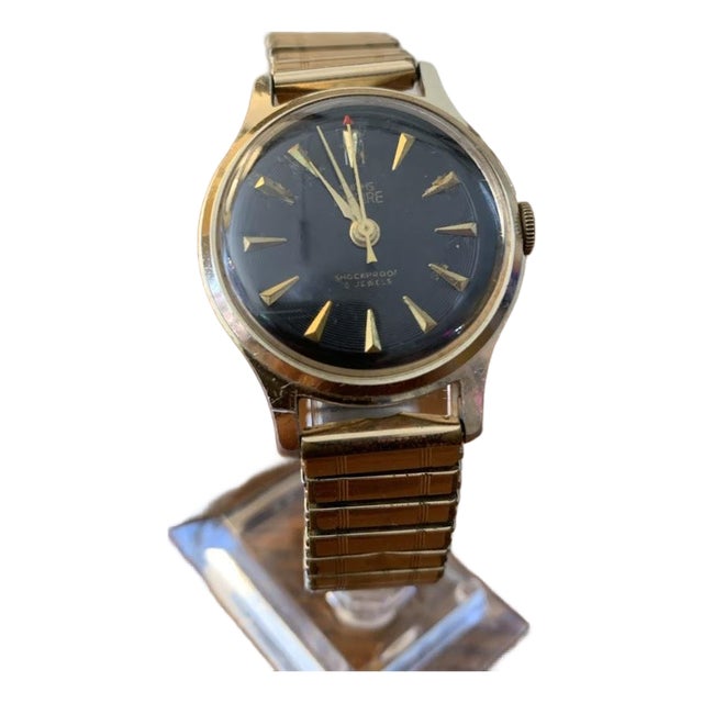 Vintage Smiths Empire Shockproof 5 Jewels Mechanical Watch Black Dial Runs For Sale