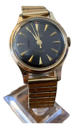 Vintage Smiths Empire Shockproof 5 Jewels Mechanical Watch Black Dial Runs