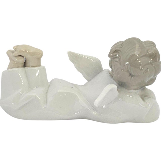 Lladro #4541 Little Angel Reclining Spanish Porcelain Cherub Figurine 5.5" For Sale - Image 10 of 12