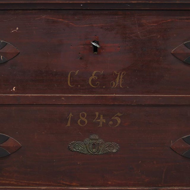 Rustic Farmhouse Folk Art Painted Swedish Chest, 1846 For Sale - Image 11 of 13
