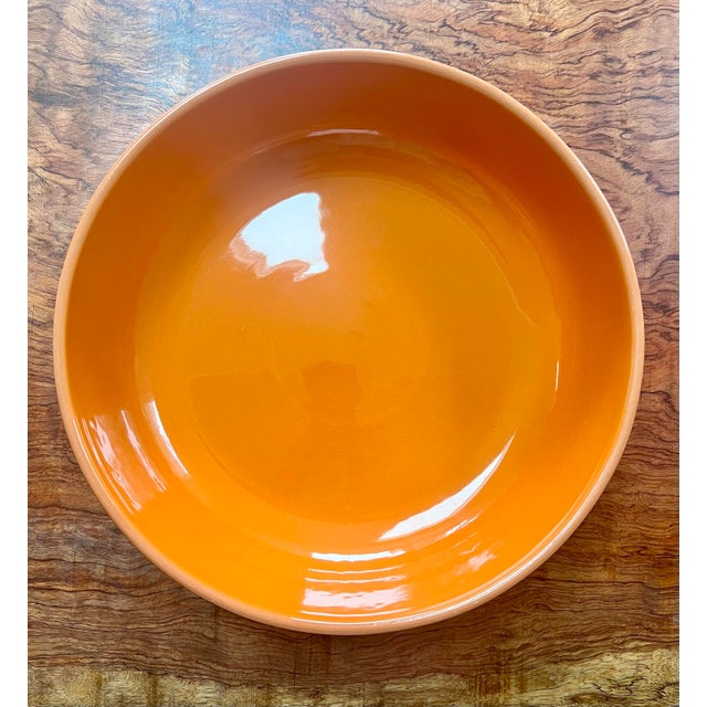 Crate & Barrel Vintage Crate & Barrel "Addison" Vibrant Two-Tone Orange and Red Glazed Ceramic Centerpiece Serving Bowl For Sale - Image 4 of 8