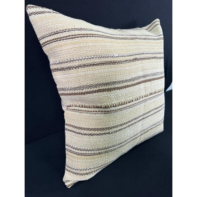 Contemporary Turkish Hemp Pillow Cushion Natural Beige Brown Pillow Cushion Cover 24x24 For Sale - Image 3 of 4