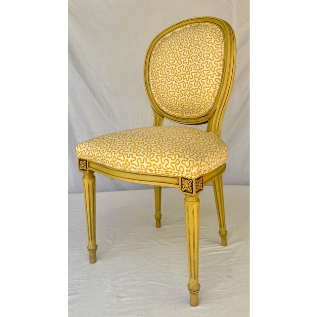 Late 20th Century Louis XVI Yellow Upholstered Side Chair For Sale - Image 10 of 10