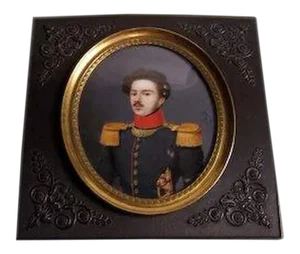 Mid 19th Century Miniature Military Portrait by Joseph-Philippe Oorloft, Framed