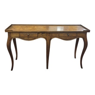 1960s Vintage Baker Burl Wood Hall Sofa Table For Sale