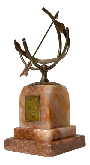 Art Deco Danish Desk Armillary Sundial in Brass & Onyx Marble, 1940s