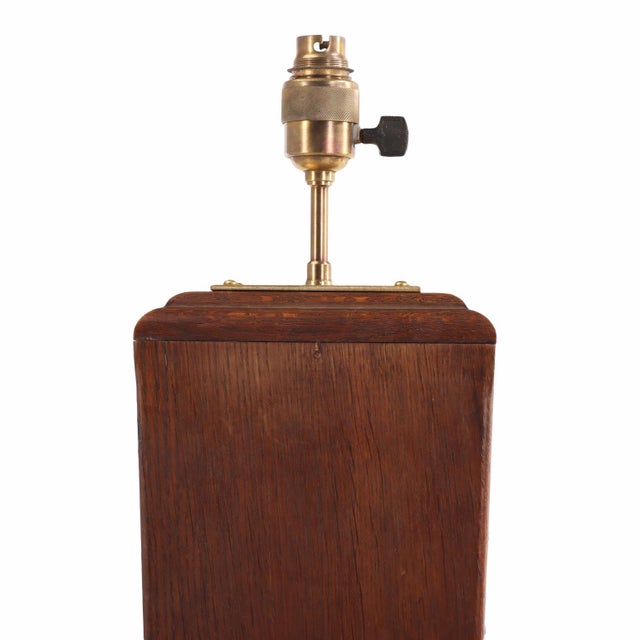 1940s French Oak Floor Lamp in Angular Form, C. 1940. For Sale - Image 5 of 6