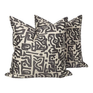Kasai Tribal Embroidered Pillows, a Pair For Sale