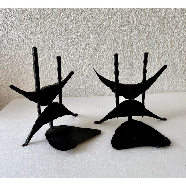 David Palombo David Palombo, Modernist Brutalist Hand Forged Iron Bookends Sculpture Israeli David Palombo For Sale - Image 4 of 12